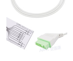 A1036-EE1 Nihon Kohden Compatible EKG Cable 12-pin Nihon Kohden Connector AHA Snap