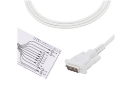 A1008-EE1 Schiller Compatible EKG Cable DB-15 Connector 10KΩ AHA Snap