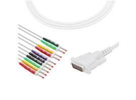 A4007-EE0 Schiller Compatible EKG Cable DB-15 Connector No Resistance IEC Banana