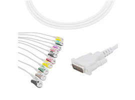 A2008-EE0 Schiller Compatible EKG Cable DB-15 Connector 10KΩ IEC Clip
