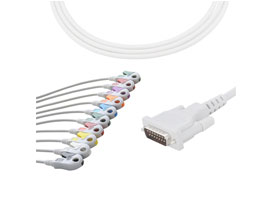 A2008-EE1 Schiller Compatible EKG Cable DB-15 Connector 10KΩ AHA Clip