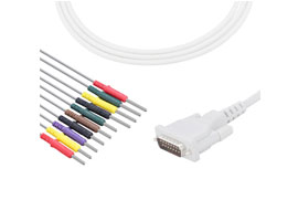 A3008-EE0 Schiller Compatible EKG Cable DB-15 Connector 10KΩ IEC Din3.0