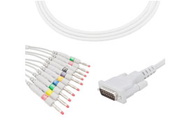 A4008-EE1 Schiller Compatible EKG Cable DB-15 Connector 10KΩ AHA Banana