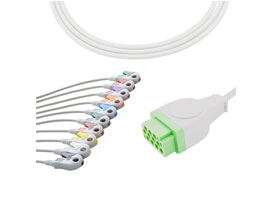 A2030-EE1 GE Healthcare Compatible EKG Cable 11-pin 10KΩ AHA Clip