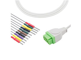 A3030-EE0 GE Healthcare Compatible EKG Cable 11-pin 10KΩ IEC Din3.0