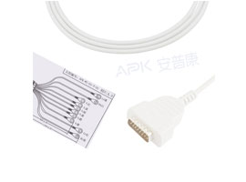 A1001-EE1 GE Healthcare Compatible EKG Cable DB-15 Connector No Resistance AHA Sn
