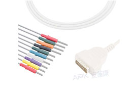 A3001-EE1 GE Healthcare Compatible EKG Cable DB-15 Connector No Resistance AHA Din3.0