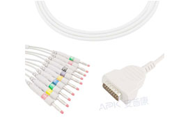 A4001-EE1 GE Healthcare Compatible EKG Cable DB-15 Connector No Resistance AHA Banana