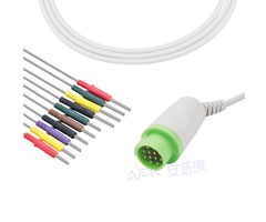 A4343-EE0 GE Healthcare Compatible EKG Cable Round 12-pin 10KΩ IEC Din3.0