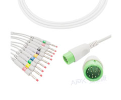A4045-EE1 Comen Compatible EKG Cable Round 12pin AHA Banana