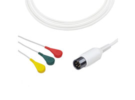 A3037-EC0 AAMI Compatible Direct-Connect ECG Cable 3-lead Snap, IEC 6pin