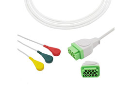 A3056-EC0 GE Marquette Compatible Direct-Connect ECG Cable 3-lead Snap, IEC 11pin