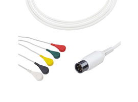 A5037-EC0 AAMI Compatible Direct-Connect ECG Cable 5-lead Snap, IEC 6pin