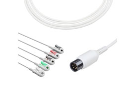 A5137-EC1 AAMI Compatible Direct-Connect ECG Cable 5-lead Clip, AHA 6pin