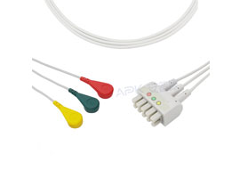 A3057-EL0 GE Marquette Compatible VS type 3-lead Wires Cable Snap IEC