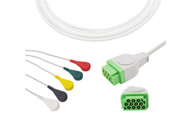 A5056-EC0 GE Marquette Compatible Direct-Connect ECG Cable 5-lead Snap, IEC 11pin