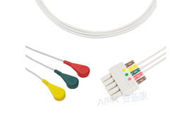 A3044-EL0 Mindray Datascope Compatible Euro Type 3-lead wires Snap, IEC