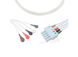 A5044-EL1 Mindray Datascope Compatible Euro Type 5-lead wires Snap, AHA