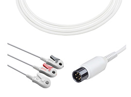 A3137-EC1 AAMI Compatible Direct-Connect ECG Cable 3-lead Clip, AHA 6pin