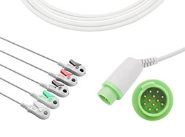 A5181-EC1 Biolight Compatible One piece 5-lead ECG Cable Clip, AHA 12pin