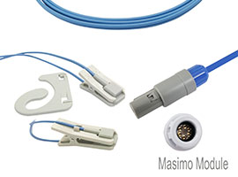 A1315-SR129PU Mindray Compatible Ear-clip SpO2 Sensor with 260cm Cable 6-pin