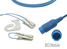 A1318-SR105PU Mindray Compatible Ear-clip SpO2 Sensor with 300cm Cable Round 12-pin