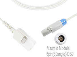 A1318-C02 Mindray Compatible SpO2 Adapter Cable with 240cm Cable 6pin(60angle)-DB9