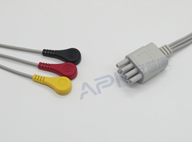 A24HEC03AK ECG Holter Cable 3-lead Cable Snap, AHA