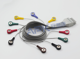 A54HEC10IK ECG Holter Cable 10-lead Cable Snap, IEC
