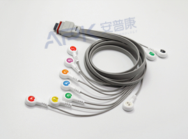 A56HEC10AK ECG Holter Cable 10-lead Cable Snap, AHA