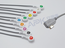 A66HEC10AK ECG Holter Cable 10-lead Cable Snap, AHA